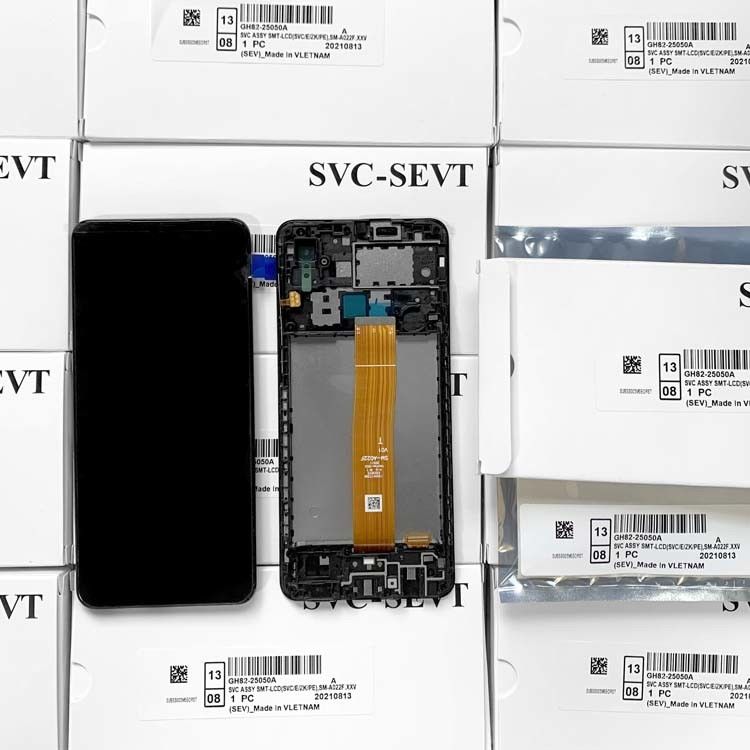 شاشة LCD A02 مع إطار لـ  A022 شاشة لمسة أصلية رقمية Pantalla  A02 حزمة خدمة LCDS